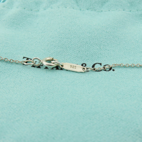 TIFFANY & CO 925 Sterling Silver Double Heart Dangle Necklace with Po0uch