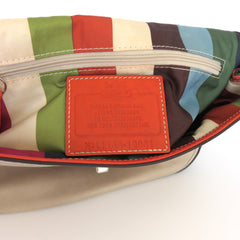Coach 70th Anniversary Limited Edition Willis Colorblock Tan Blue Orange Handbag