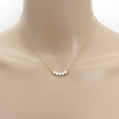 ete 10K Yellow Gold 5 Pearl Bar Necklace 38cm K10 YG Japan Designer Jewelry