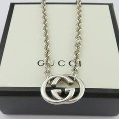 Gucci 925 Sterling Silver Interlocking G Oval Link Unisex Pendant Necklace