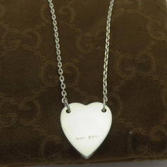Gucci 925 Sterling Silver Trademark Heart Pendant Necklace with Pouch