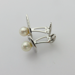 MIKIMOTO 925 Sterling Silver 7.3mm Akoya Pearl Geometric Cufflinks Japan w/ Box