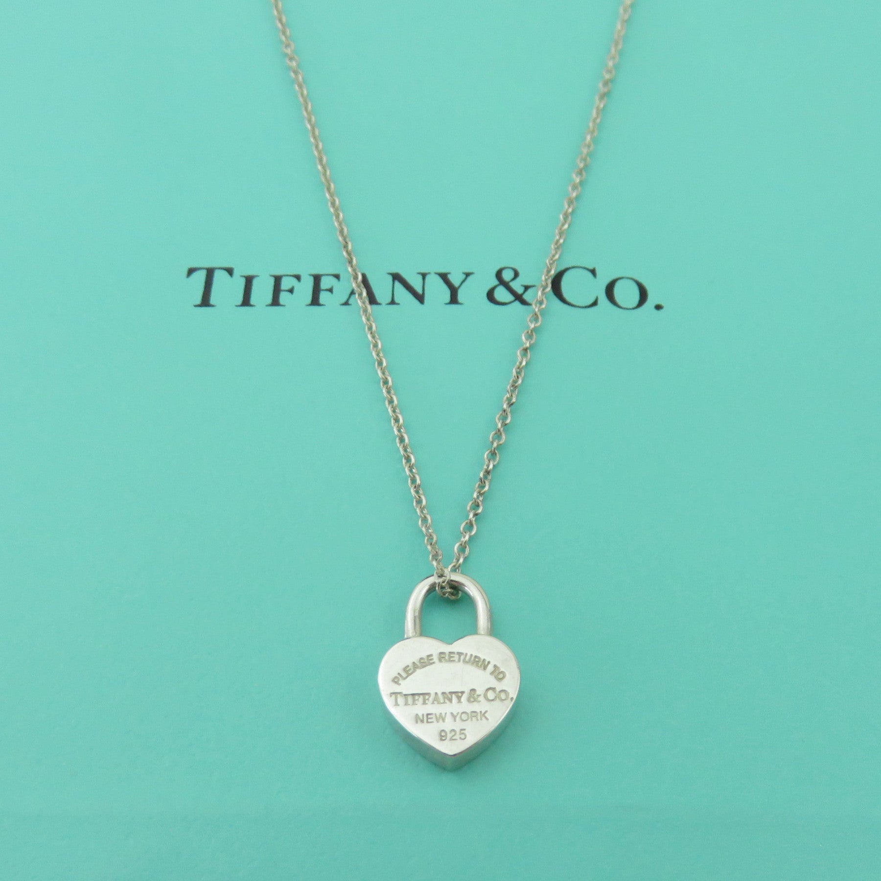 TIFFANY & CO 925 Silver Return to Tiffany Mini Heart Lock Pendant Necklace