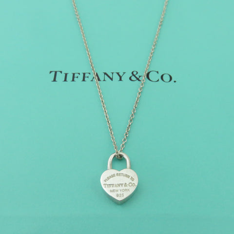 TIFFANY & CO 925 Silver Return to Tiffany Mini Heart Lock Pendant Necklace