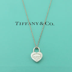 TIFFANY & CO 925 Silver Return to Tiffany Mini Heart Lock Pendant Necklace
