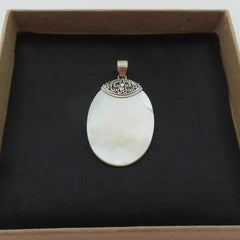 Natural Mother of Pearl 925 Sterling Silver Large Pendant Charm Handmade Box