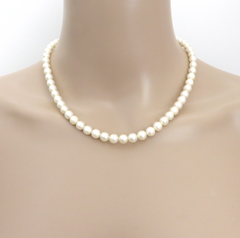 Japanese Vintage Akoya Pearl Strand Necklace 6.5-7mm Silver Clasp 42cm
