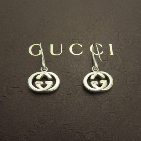 Gucci 925 Silver Interlocking G Dangle Earrings with Box Pouch Made in Italy