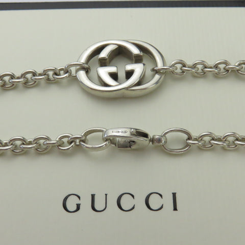 Gucci 925 Sterling Silver Interlocking G Oval Link Unisex Pendant Necklace