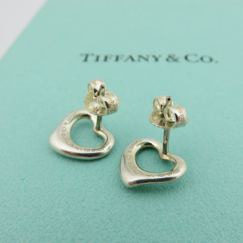 TIFFANY & CO 925 Sterling Silver Open Heart Earrings with Box