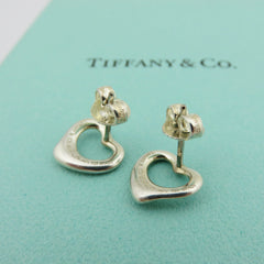 TIFFANY & CO 925 Sterling Silver Open Heart Earrings with Box