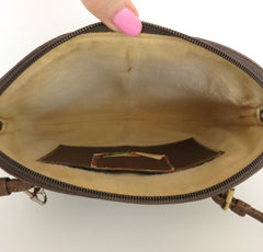 GUCCI Vintage Brown GG Monogram Canvas Leather Small Cross Body Clutch Bag 2Way