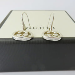 Gucci 925 Silver Interlocking G Dangle Earrings with Box Pouch Made in Italy