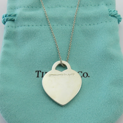 TIFFANY & CO 925 Sterling Silver Diamond Return to Tiffany Medium Heart Necklace
