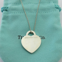 TIFFANY & CO 925 Sterling Silver Diamond Return to Tiffany Medium Heart Necklace