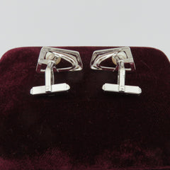 MIKIMOTO 925 Sterling Silver Akoya Pearl 8mm Triangle Geometric Cufflinks w/ Box