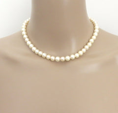 Japanese Vintage Akoya Pearl Strand Necklace 7.5-8mm Silver Clasp 39.5cm