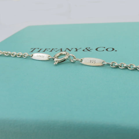 TIFFANY & CO 925 Sterling Silver Open Heart Pearl Lariat Necklace with Box Pouch