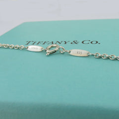 TIFFANY & CO 925 Sterling Silver Open Heart Pearl Lariat Necklace with Box Pouch