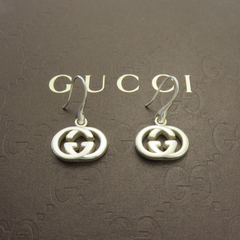 Gucci 925 Silver Interlocking G Dangle Earrings with Box Pouch Made in Italy