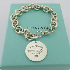 TIFFANY & CO 925 Silver Return to Tiffany Round Bold Link Bracelet with Box
