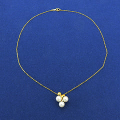 Mikimoto K18 Yellow Gold 6.3 mm Akoya Pearl Cluster Diamond Necklace 38cm