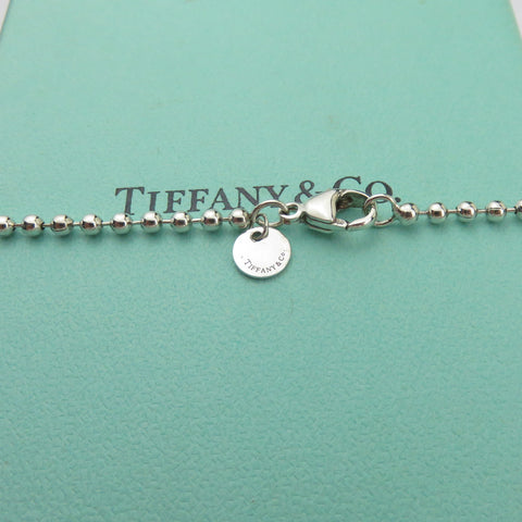 TIFFANY & CO 925 Silver Return to Tiffany Heart Tag Long Beaded Chain Necklace