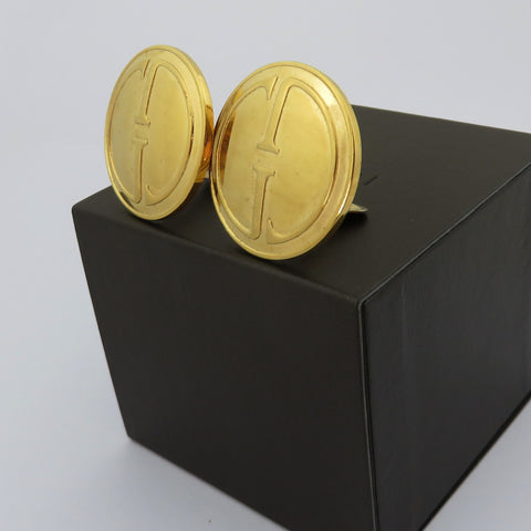 Gucci Vintage Gold Tone Metal Extra Large GG Logo Clip On Earrings