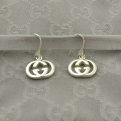 Gucci 925 Silver Interlocking G Dangle Earrings with Box Pouch Made in Italy
