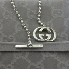 Gucci 925 Sterling Silver Interlocking G Toggle Unisex Necklace with Pouch