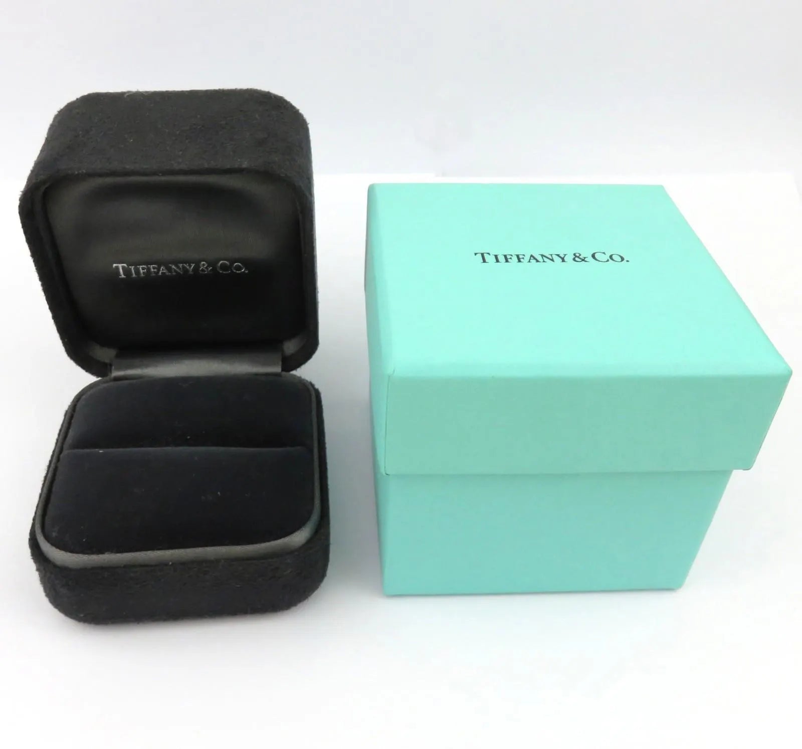 TIFFANY and CO Black Suede Ring Boxes (Large & Small) + Blue Boxes Empty