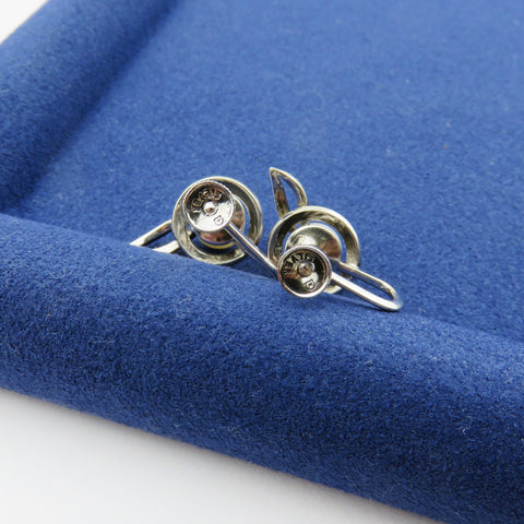 Mikimoto 925 Sterling Silver Leaf Akoya Pearl Screw On Earrings