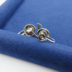 Mikimoto 925 Sterling Silver Leaf Akoya Pearl Screw On Earrings