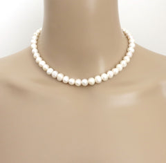 Genuine Pearl Choker Necklace 7.5-8.5mm 925 Silver Adjustable 37-40cm Handmade