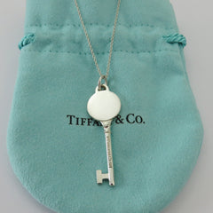 TIFFANY & CO 925 Sterling Silver Return to Tiffany Round Key Pendant Necklace 