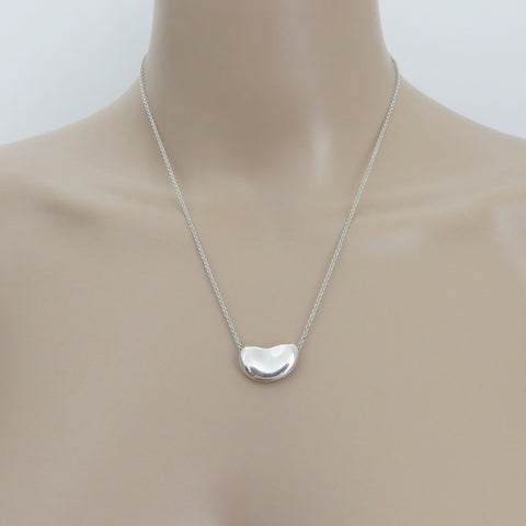 TIFFANY & CO 925 Sterling Silver Large Bean Pendant Necklace with Pouch