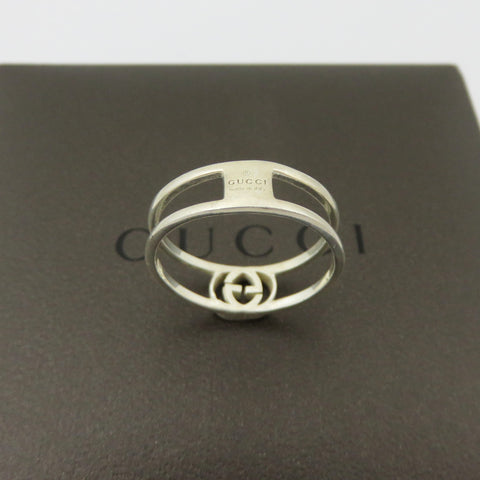 GUCCI 925 Sterling Silver Interlocking G Ring Size 7 Made in Italy with Box