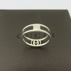 GUCCI 925 Sterling Silver Interlocking G Ring Size 7 Made in Italy with Box