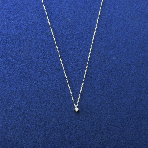 ete 10K White Gold Diamond Solitaire Pendant Necklace Japan Designer