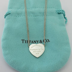 TIFFANY & CO 925 Silver Return to Tiffany Heart Tag Double Chain Necklace