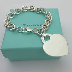 TIFFANY & CO Return to Tiffany Extra Large Heart 925 Sterling Silver Bracelet 