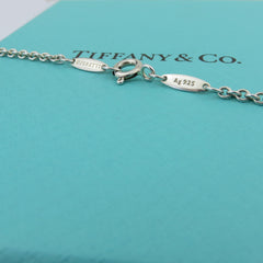 TIFFANY & CO 925 Sterling Silver Open Heart Pearl Lariat Necklace with Box 