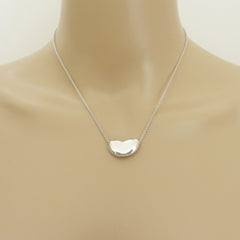 TIFFANY & CO 925 Sterling Silver Large Bean Pendant Necklace with Pouch