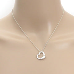 TIFFANY & CO 925 Sterling Silver Small Open Heart Pendant Necklace with Pouch