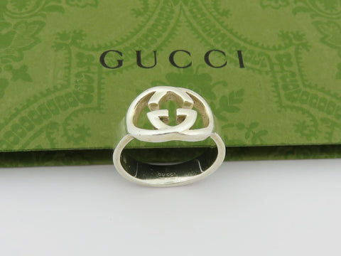 GUCCI Sterling Silver Interlocking G Ring Size 6.75 Price Includes US Tariff