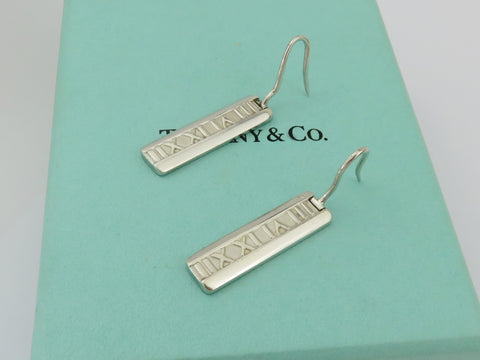 TIFFANY & CO Sterling Silver Atlas Bar Dangle Earrings Price Includes US Tariff