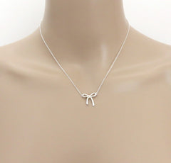 TIFFANY & CO 925 Sterling Silver Bow Ribbon Pendant Necklace Authentic