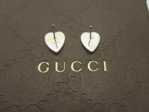 GUCCI Sterling Silver Trademark Heart Tag Earrings Price Includes US Tariff