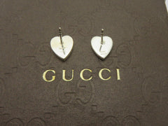 GUCCI Sterling Silver Trademark Heart Tag Earrings Price Includes US Tariff
