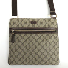 GUCCI Brown GG Monogram Canvas Leather Unisex Cross Body Bag Purse Authentic